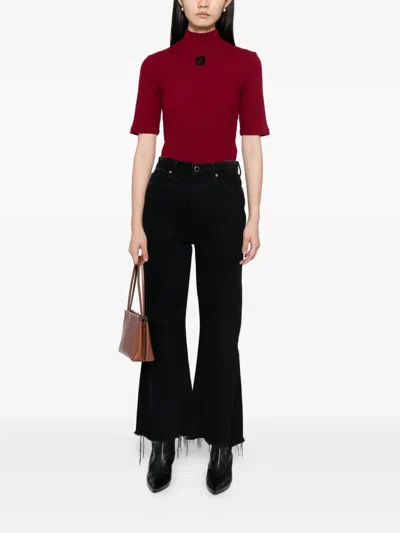 Agnès B. Logo-embroidered Top In Red