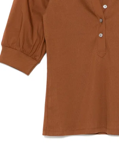 Veronica Beard Coralee Puff Sleeve Button-front Top In Brown