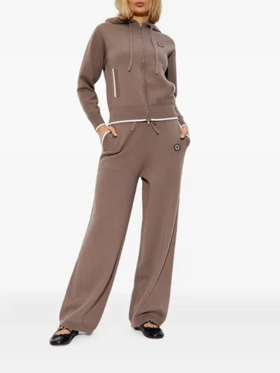 Kenzo Drawstring Logo-patch Trousers In Neutral