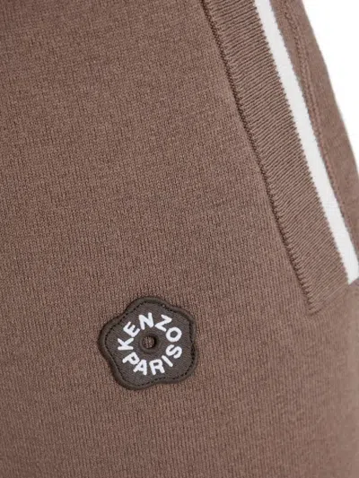 Kenzo Drawstring Logo-patch Trousers In Neutral