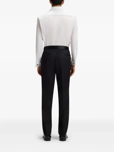 Hugo Boss Slim-fit Shirt In Italian-made Performance-stretch Jersey In White