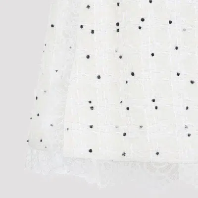Giambattista Valli Ivory Cotton Mini Skirt With Polka Dot Design And Lace Trim In White