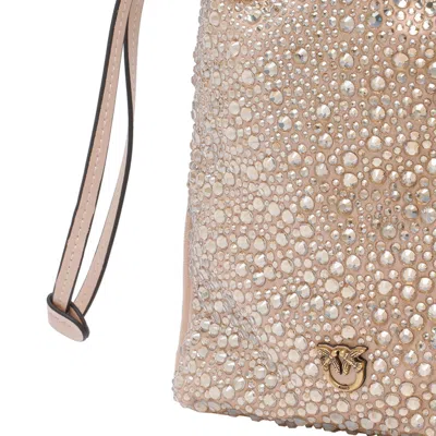 Pinko Slouchy Fully Rhinestoned Shoulder Pouch In White