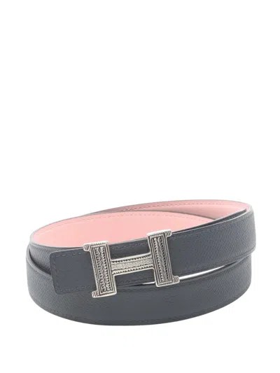 Pre-owned Hermes 2024 Swift And Epsom H Touareg And Kit 24 Reversible Belt In Pink