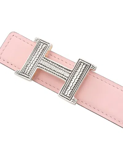 Pre-owned Hermes 2024 Swift And Epsom H Touareg And Kit 24 Reversible Belt In Pink