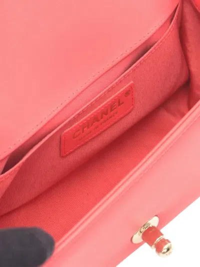 Pre-owned Chanel 2019 Small Chevron Lambskin Boy Flap Crossbody Bag In Pink