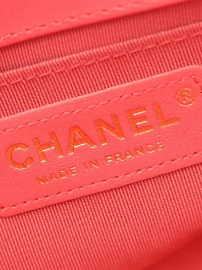 Pre-owned Chanel 2019 Small Chevron Lambskin Boy Flap Crossbody Bag In Pink