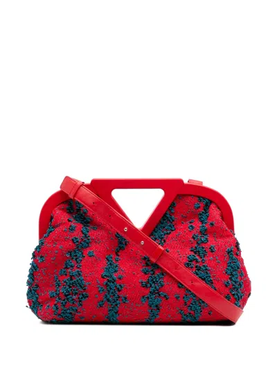 Pre-owned Bottega Veneta 2012-2025 Medium Boucle Tweed The Point Triangle Satchel In Blue