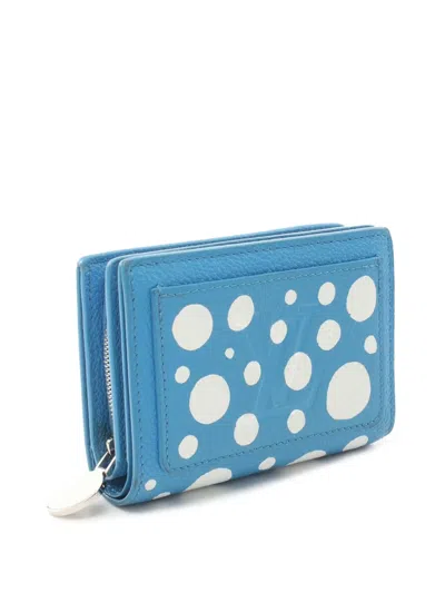 Pre-owned Louis Vuitton 2021-2025 Yayoi Kusama Monogram Empreinte Giant Infinity Dots Clea Wallet Small Wallets In Blue
