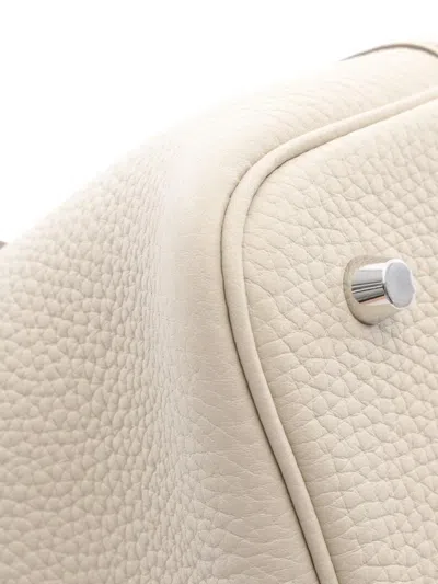 Pre-owned Hermes 2024 Taurillon Clemence Picotin Lock 22 Handbag In White