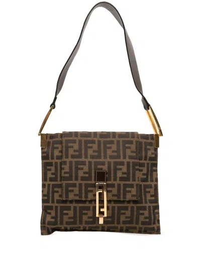 Pre-owned Fendi 20th Century Zucca Canvas Flap Shoulder Bag In Brown