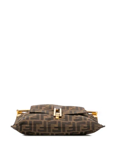 Pre-owned Fendi 20th Century Zucca Canvas Flap Shoulder Bag In Brown