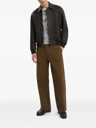 1989 Studio Leather Jacket With Collar And Textured Finish In Black