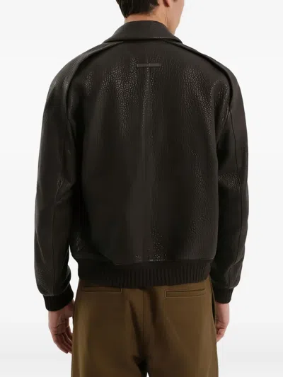 1989 Studio Leather Jacket With Collar And Textured Finish In Black