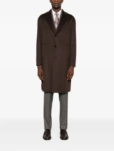 Lardini Notched-lapels Coat In Brown