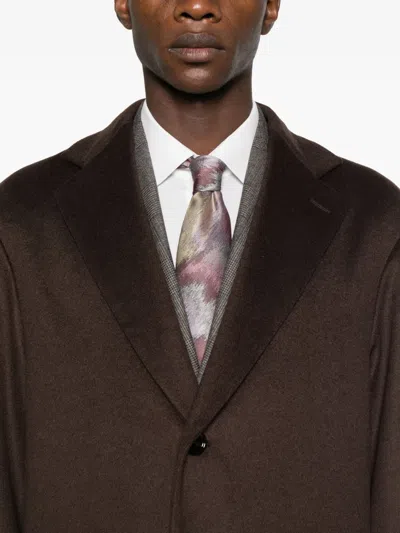 Lardini Notched-lapels Coat In Brown