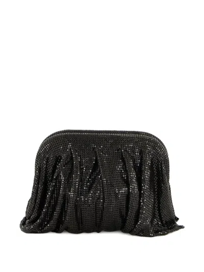 Benedetta Bruzziches Rhinestone And Satin Venus La Petite James Bond Pochette In Black
