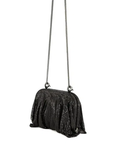 Benedetta Bruzziches Rhinestone And Satin Venus La Petite James Bond Pochette In Black