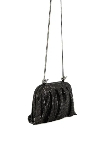 Benedetta Bruzziches Rhinestone And Satin Venus La Petite James Bond Pochette In Black