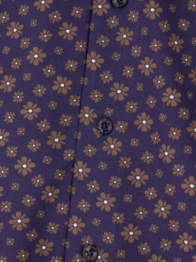 Barba Napoli Floral-print Shirt In Blue