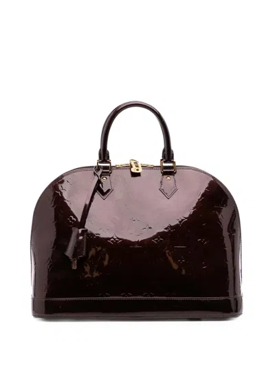 Pre-owned Louis Vuitton 2012 Monogram Vernis Alma Gm Handbag In Red