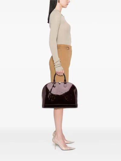 Pre-owned Louis Vuitton 2012 Monogram Vernis Alma Gm Handbag In Red