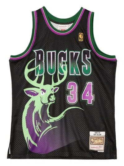 Mitchell & Ness Nba Milwaukee Bucks Jersey In Black
