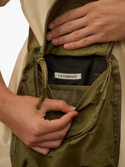 C.p. Company Logo-embroidered Messenger Bag In Green