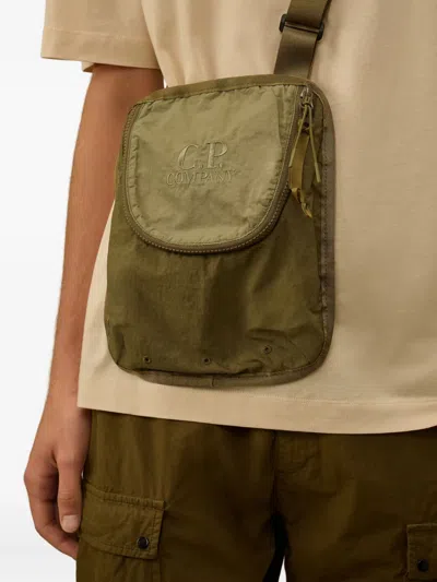 C.p. Company Logo-embroidered Messenger Bag In Green