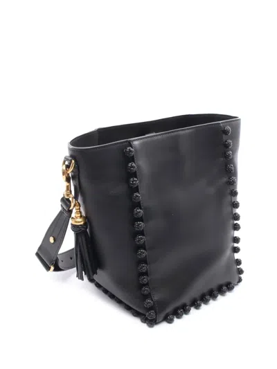 Pre-owned Dior 2000-2024 Leather Tassel Bucket Bag In Black