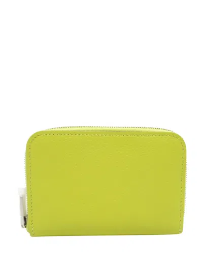 Pre-owned Hermes 2022 Evercolor Ango H Zip Compact Case Card Holder In Yellow