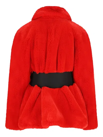 Balenciaga Women Wrap Faux Fur Coat In Red
