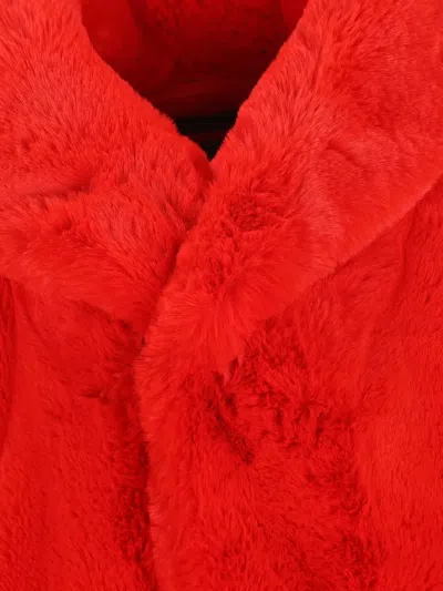 Balenciaga Women Wrap Faux Fur Coat In Red