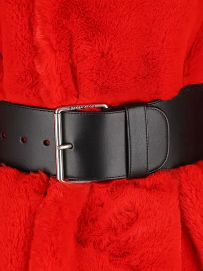 Balenciaga Women Wrap Faux Fur Coat In Red