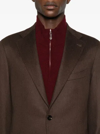 Tagliatore Single-breasted Blazer In Brown