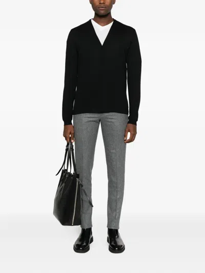 Tagliatore Mélange-effect Tailored Trousers In Gray