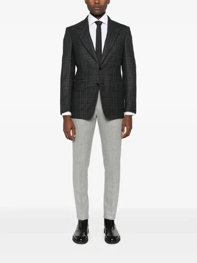 Tagliatore Mélange-effect Tailored Trousers In Gray