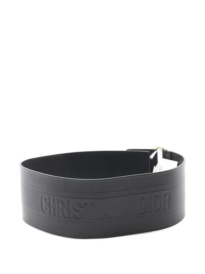 Pre-owned Dior 2020s Double-buckle Leather Waist Belt In Black