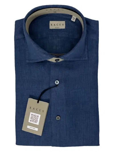 Xacus Point-collar Buttoned Shirt In Blue