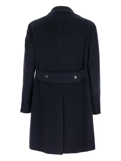 Tagliatore Double-breasted Cashmere Coat In Blue
