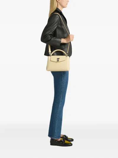 Bally Small Lock Me Leather Tote Bag In Neutral