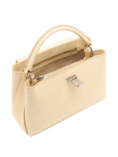 Bally Small Lock Me Leather Tote Bag In Neutral