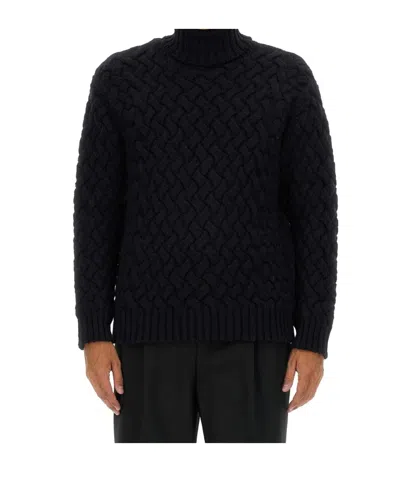 Dries Van Noten Cable Knit Turtleneck Sweater For Everyday Wear In Black