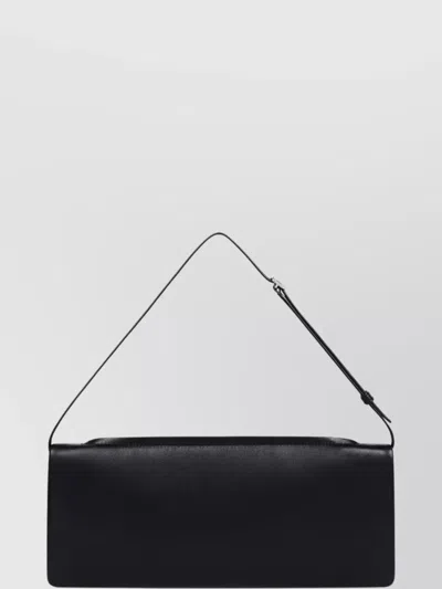 Courrèges Rectangular Leather Shoulder Bag With Adjustable Strap In Black