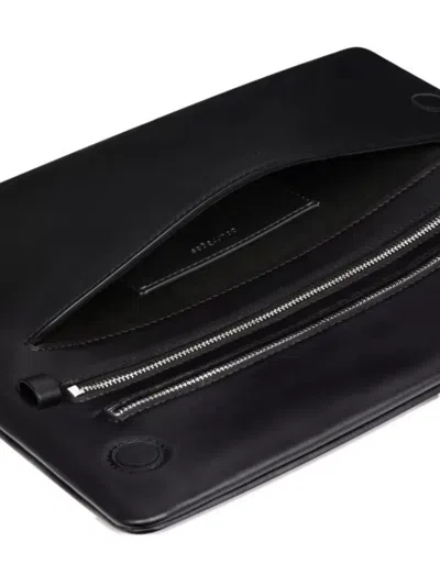 Courrèges Rectangular Leather Shoulder Bag With Adjustable Strap In Black