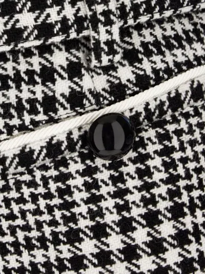 Self-portrait High-waisted Houndstooth Shorts Button Detail In Gray