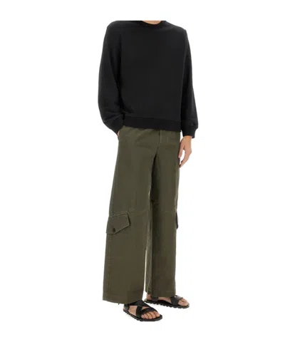 Dries Van Noten Crew Neck Long Sleeve Ribbed Sweatshirt In Black