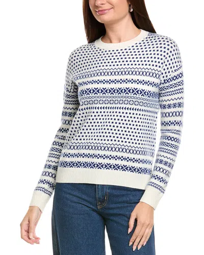 Kier + J Oversized Jacquard Wool & Cashmere Sweater In Blue