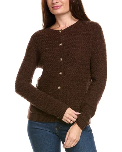 Kier + J Basket Weave Wool & Cashmere-blend Cardigan In Brown