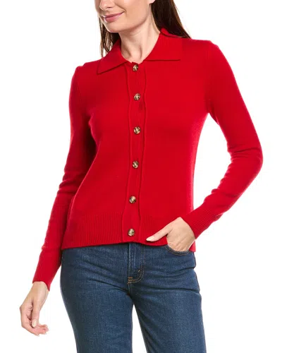 Kier + J Wool & Cashmere-blend Cardigan In Red